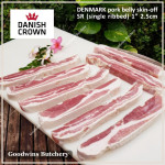 Pork belly skin off import samcan babi frozen Denmark DANISH CROWN 1/3 cuts small roast +/- 1.5kg (price/kg)